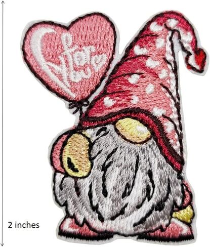 Love Gnome with Heart Balloon Embroidered Iron On Patch Love Stickers in Saudi Arabia