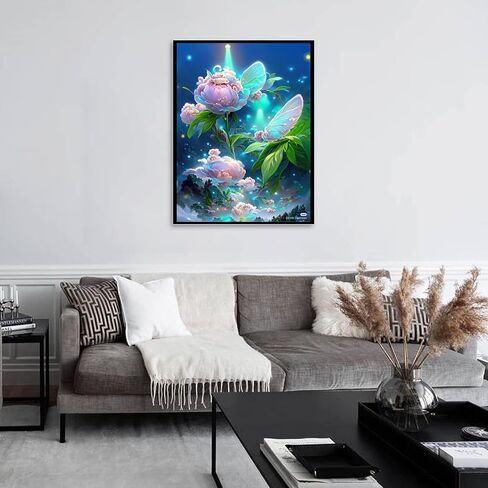 Flower Diamond Painting Kits for Adults,Full Drill DIY Round Diamond Art Kits for Gifts Home Wall Decor（30 X 40 cm） in Kuwait