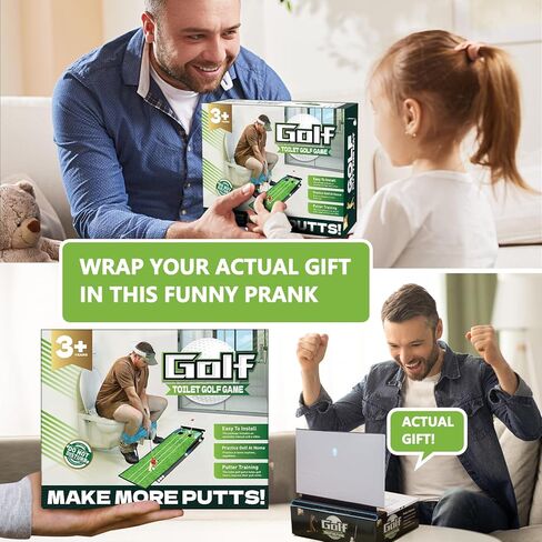 Anyflee 2 Pcs Prank Gift Box, Toilet Golf Game Facade, Wrap the Actual Gifts with a Prank Empty Gag Box, Funny Christmas Gag Presents Ideas for Dad Men Boyfriend (Pack of 2) in Kuwait