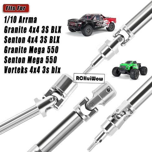 RCHuiWow RC Driveshaft Axle Upgrades Part for 1/10 Arrma Granite/Senton 4x4 3S Blx (Mega 550)/Vorteks 3s blx,Harden Steel Drive Shafts CVD w/Hex,4PCS,Black in Kuwait