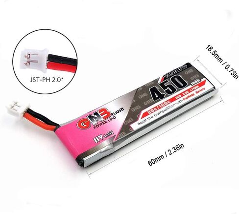 GNB 4 قطع 450 مللي أمبير 1 ثانية HV بطارية ليبو JST-PH 2.0 3.8 فولت 80C PowerWhoop mCPX موصل لـ EMAX Tinyhawk 2 Micro FPV Racing Drone (450 مللي أمبير 1 ثانية) in Kuwait