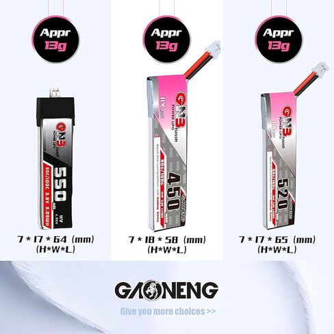 GNB 4 قطع 450 مللي أمبير 1 ثانية HV بطارية ليبو JST-PH 2.0 3.8 فولت 80C PowerWhoop mCPX موصل لـ EMAX Tinyhawk 2 Micro FPV Racing Drone (450 مللي أمبير 1 ثانية) in Kuwait