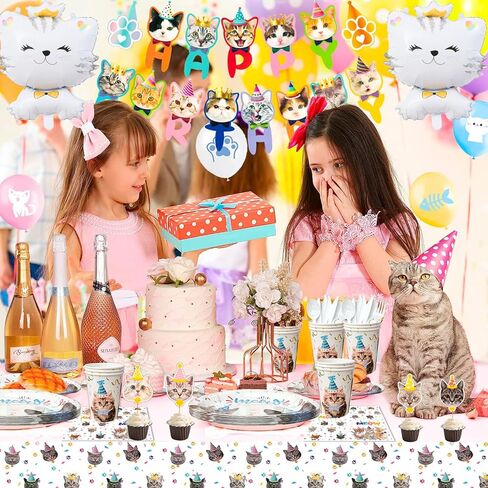 لوازم حفلات اعياد الميلاد على شكل قطة، 167 قطعة من ديكورات عيد ميلاد القطط ومجموعة ادوات المائدة بطابع القطط، اطباق ومناديل حفلات الخ، لوازم حفلات اعياد الميلاد بطابع القط in Kuwait