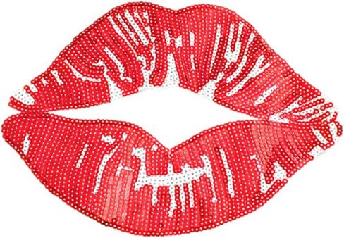 Riverbyland Valentine's Day Sequin Iron On Patches Bling Sexy Lip Pack of 2 in Kuwait