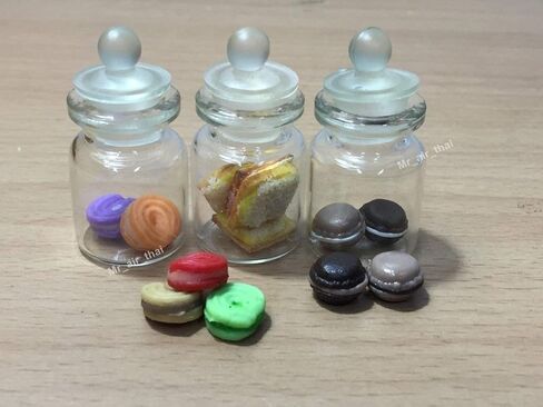 3 قطع مصغّرة من كعكة الكعك والأطعمة في زجاجة زجاجية شفافة صغيرة من الفاكهة #MF011 in Kuwait