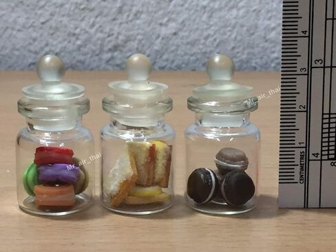 3 قطع مصغّرة من كعكة الكعك والأطعمة في زجاجة زجاجية شفافة صغيرة من الفاكهة #MF011 in Kuwait