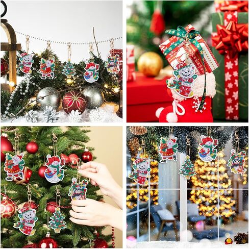 سلاسل المفاتيح اللوحة الماس عيد الميلاد، 5D DIY الماس اللوحة عدة، سانتا كلوز ثلج الماس اللوحة مجموعات، زخرفة اللوحة الماس، حلية قلادة حجر الراين، الماس اللوحة حلقة رئيسية in Kuwait