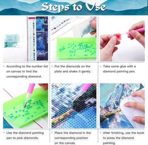 زينيري مجموعة رسم ماسية خماسية الابعاد للبالغين من 8 قطع، مجموعات رسم ماسية خماسية الابعاد للاطفال والمبتدئين، لوحات حفر كاملة مع ادوات لتزيين جدران المنزل (12×16 انش) in Kuwait