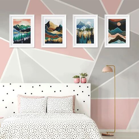 زينيري مجموعة رسم ماسية خماسية الابعاد للبالغين من 8 قطع، مجموعات رسم ماسية خماسية الابعاد للاطفال والمبتدئين، لوحات حفر كاملة مع ادوات لتزيين جدران المنزل (12×16 انش) in Kuwait