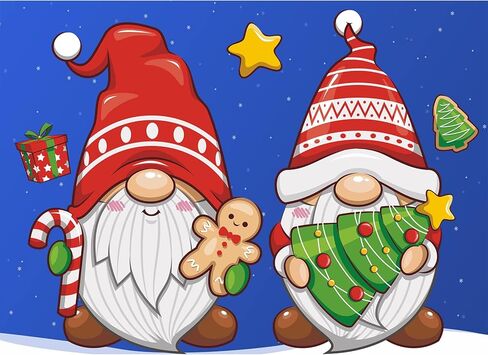 وونمون عيد الميلاد الماس اللوحة للبالغين، DIY الحفر المستديرة عيد الميلاد جنوم الماس اللوحة الفنية مجموعات للأطفال، الطلاء بالأرقام النقاط الماس مع الملحقات حصيلة لديكور الجدار (12 × 16 بوصة) in Kuwait