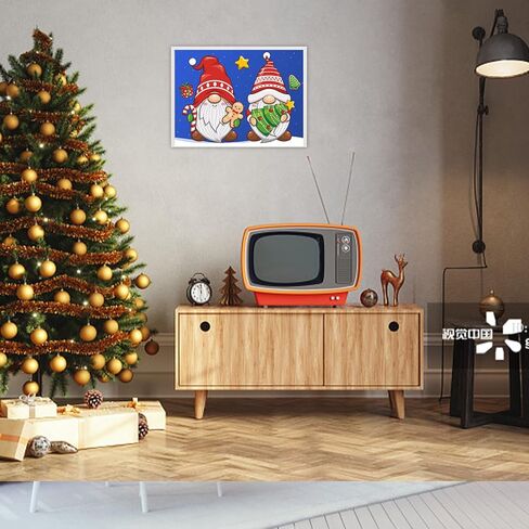 وونمون عيد الميلاد الماس اللوحة للبالغين، DIY الحفر المستديرة عيد الميلاد جنوم الماس اللوحة الفنية مجموعات للأطفال، الطلاء بالأرقام النقاط الماس مع الملحقات حصيلة لديكور الجدار (12 × 16 بوصة) in Kuwait