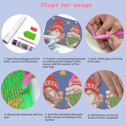 وونمون عيد الميلاد الماس اللوحة للبالغين، DIY الحفر المستديرة عيد الميلاد جنوم الماس اللوحة الفنية مجموعات للأطفال، الطلاء بالأرقام النقاط الماس مع الملحقات حصيلة لديكور الجدار (12 × 16 بوصة) in Kuwait