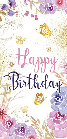 لافتة باب عيد ميلاد سعيد على شكل فراشة زهرية، لوازم ديكور لحفلات أعياد الميلاد للفتيات، لافتة باب لحفلات أعياد الميلاد، لافتة طاولة الكيك، مقاس 72.8 × 35.4 بوصة، لافتة معلقة خارجية وداخلية in Kuwait