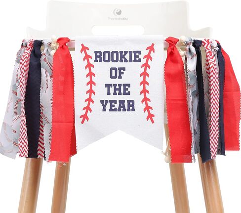راية Rookie of the Year - لافتة كرسي مرتفع لعيد الميلاد الأول/الأول للبيسبول، ديكورات حفلات عيد ميلاد البيسبول، لافتة كرسي مرتفع لعيد الميلاد الأول للأولاد، لافتة رياضية لعيد الميلاد الأول in Kuwait
