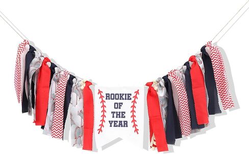 راية Rookie of the Year - لافتة كرسي مرتفع لعيد الميلاد الأول/الأول للبيسبول، ديكورات حفلات عيد ميلاد البيسبول، لافتة كرسي مرتفع لعيد الميلاد الأول للأولاد، لافتة رياضية لعيد الميلاد الأول in Kuwait