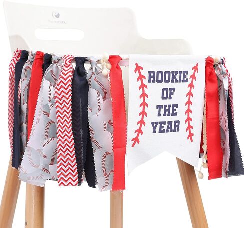 راية Rookie of the Year - لافتة كرسي مرتفع لعيد الميلاد الأول/الأول للبيسبول، ديكورات حفلات عيد ميلاد البيسبول، لافتة كرسي مرتفع لعيد الميلاد الأول للأولاد، لافتة رياضية لعيد الميلاد الأول in Kuwait