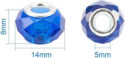 NBEADS 100 قطعة من الخرز الزجاجي الكريستالي ذو الأوجه باللون الأزرق الداكن 100 قطعة من خرز Lampwork الأوروبي ذو الفتحات الكبيرة مع نوى نحاسية فضية اللون مجوهرات مطرزة بالخرز العثور على لوازم الحرف اليدوية in Kuwait