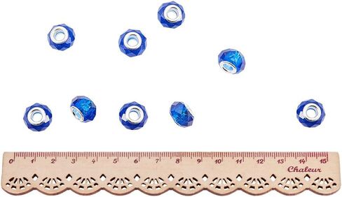 NBEADS 100 قطعة من الخرز الزجاجي الكريستالي ذو الأوجه باللون الأزرق الداكن 100 قطعة من خرز Lampwork الأوروبي ذو الفتحات الكبيرة مع نوى نحاسية فضية اللون مجوهرات مطرزة بالخرز العثور على لوازم الحرف اليدوية in Kuwait