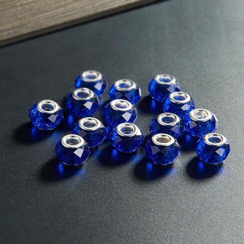 NBEADS 100 قطعة من الخرز الزجاجي الكريستالي ذو الأوجه باللون الأزرق الداكن 100 قطعة من خرز Lampwork الأوروبي ذو الفتحات الكبيرة مع نوى نحاسية فضية اللون مجوهرات مطرزة بالخرز العثور على لوازم الحرف اليدوية in Kuwait