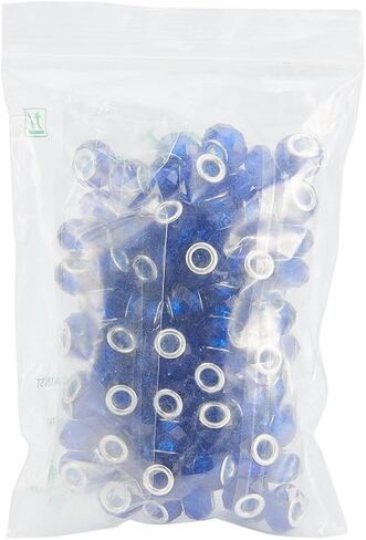 NBEADS 100 قطعة من الخرز الزجاجي الكريستالي ذو الأوجه باللون الأزرق الداكن 100 قطعة من خرز Lampwork الأوروبي ذو الفتحات الكبيرة مع نوى نحاسية فضية اللون مجوهرات مطرزة بالخرز العثور على لوازم الحرف اليدوية in Kuwait
