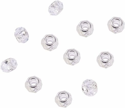 NBEADS 100 قطعة من الخرز الزجاجي الكريستالي ذو الأوجه باللون الأزرق الداكن 100 قطعة من خرز Lampwork الأوروبي ذو الفتحات الكبيرة مع نوى نحاسية فضية اللون مجوهرات مطرزة بالخرز العثور على لوازم الحرف اليدوية in Kuwait