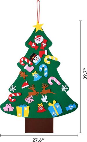 3.3FT DIY Felt Christmas Tree Kits Decorations, Christmas Wall Hanging Ornaments Crafts with 26 accessories，5m Lights string for Party/Home Wall Decor & Kids/Toddler DIY Felt Christmas Favors Supplies in Kuwait