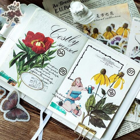 60 قطعة مائية خمر الزهور ملصقات الشارات للكمبيوتر المحمول سكرابوكينغ مجلة التخطيط صنع البطاقات in Kuwait