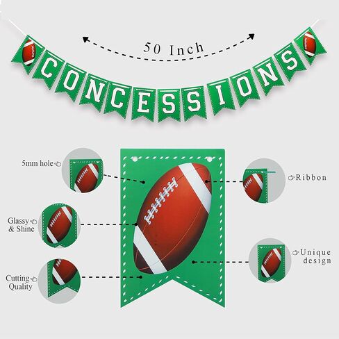 Tiny Miracles Football Themed Concessions Banner Birthday Party Decoration Outdoor Concession Stand Sports Game Day Photo Backdrop or Birthday, Multicolor, 6.5 x 4.5 INCHES Flag in Saudi Arabia