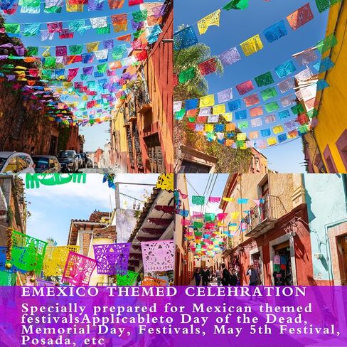 2Pack Mexican Party Banner, 18 Feet Plastic Fiesta Banner Cinco de Mayo Dia De Los Muertos Decor Day of The Dead Papel Picado Decorations in Kuwait