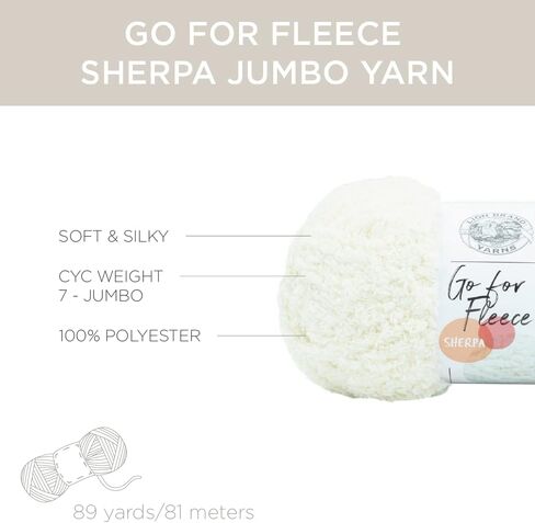 Lion Brand Yarn Go for Fleece Sherpa Jumbo Yarn for Knitting, Crocheting, and Crafting, 3 Pack, Cream in Saudi Arabia