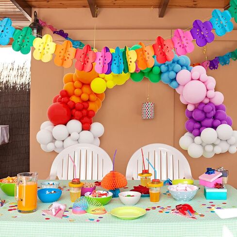 Holicolor Rainbow Balloon Arch Kit 138pcs 5 10 12 18 Inch 8 Assorted Color Latex Balloons Garland for Birthday Wedding Baby Shower Engagement Anniversary Decorations in Kuwait
