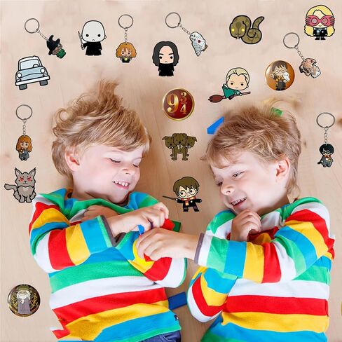 DOEA 100pcs Party Favors Set Birthday Party Supplies Include 12 Bracelets, 12 Keychain, 12 Button Pins, 2 Tattoos,50 Stickers and 12 Gift bags in Kuwait