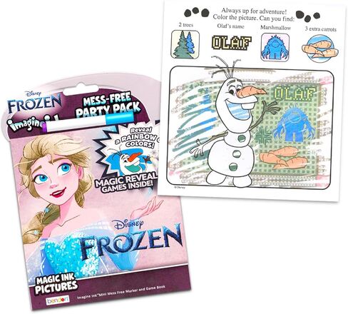 Disney Frozen Imagine Ink Coloring Book Set for Kids - 12 Pack No-Mess Magic Ink Coloring Books featuring Frozen Elsa and Anna with Barn Bots Stickers and Door Hanger (Frozen Party Favors Bundle) in Saudi Arabia