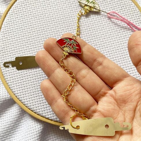 DPXWCCH 2 Pieces Fan Needle Minders for Cross Stitch, Magnetic Needle Nanny with Needle Threader DIY Pendant Decor for Sewing Tools & Accessory in Kuwait