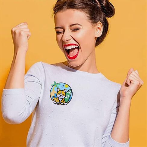 رقع كلب كورجي كرتوني على شكل كلب كورجي لطيف على الشاطئ في العطلات يمكن خياطتها للاطفال والجراء في العطلات، رقعة مطرزة لتزيين الملابس والجاكيتات والشنط والاحذية والجينز in Kuwait