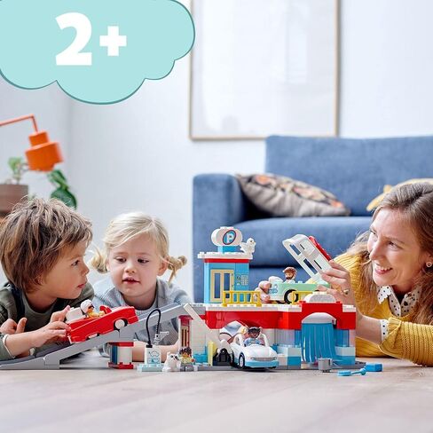 LEGO DUPLO Parking Garage and Car Wash Set 10948, Learning Toy for Toddlers with Garage, Gas Station & Toy Cars, Gifts for 2 Plus Year Old Boys & Girls in Saudi Arabia