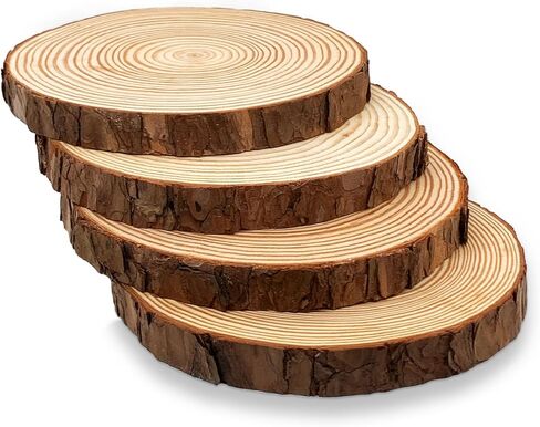 DSYIL 4 Pack Large Unfinished Wood Slices, 7-8 Inch Wood Round Circles with Tree Bark, Rustic Wood Slabs Bulk, Christmas Ornaments Wood Pieces for Rustic Wedding Table Centerpieces Decoration in Kuwait