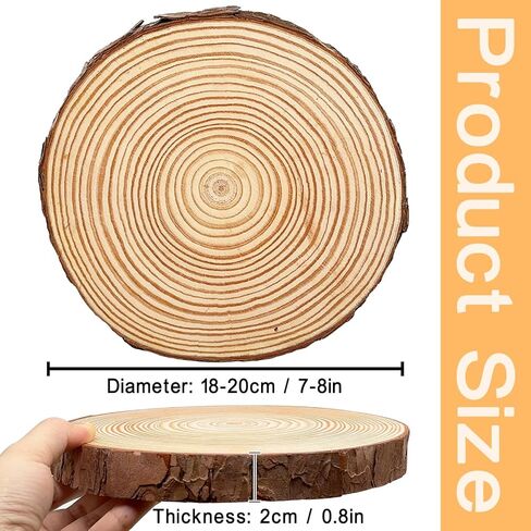 DSYIL 4 Pack Large Unfinished Wood Slices, 7-8 Inch Wood Round Circles with Tree Bark, Rustic Wood Slabs Bulk, Christmas Ornaments Wood Pieces for Rustic Wedding Table Centerpieces Decoration in Kuwait