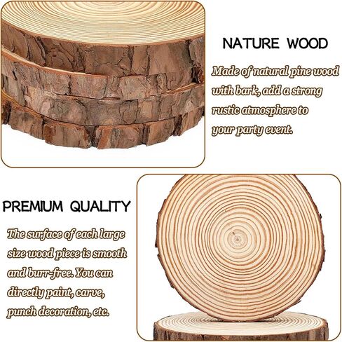 DSYIL 4 Pack Large Unfinished Wood Slices, 7-8 Inch Wood Round Circles with Tree Bark, Rustic Wood Slabs Bulk, Christmas Ornaments Wood Pieces for Rustic Wedding Table Centerpieces Decoration in Kuwait