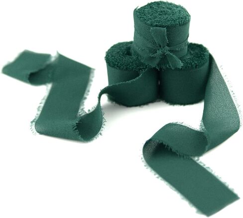 Kainonnan 3 لفات تيراكوتا حرير شريط شيفون شريط هامش مصنوع يدويًا 1.5 بوصة × 7 ياردة شريط لتغليف الهدايا ودعوات الزفاف وباقات الزفاف ديكور (التيراكوتا) in Kuwait