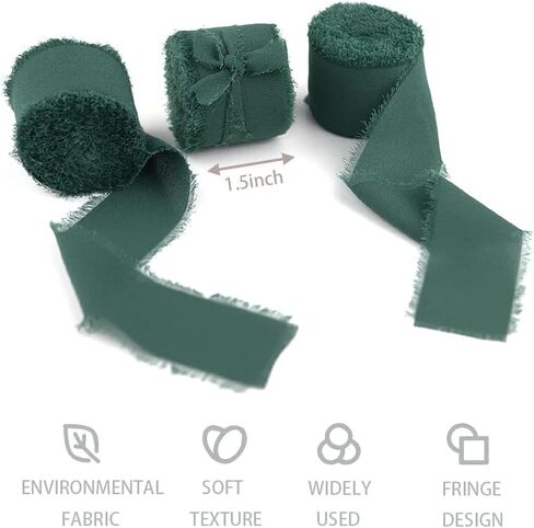 Kainonnan 3 لفات تيراكوتا حرير شريط شيفون شريط هامش مصنوع يدويًا 1.5 بوصة × 7 ياردة شريط لتغليف الهدايا ودعوات الزفاف وباقات الزفاف ديكور (التيراكوتا) in Kuwait