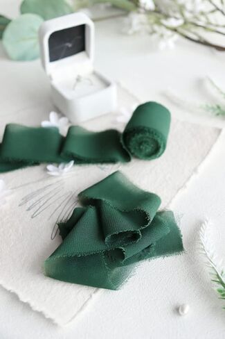 Kainonnan 3 لفات تيراكوتا حرير شريط شيفون شريط هامش مصنوع يدويًا 1.5 بوصة × 7 ياردة شريط لتغليف الهدايا ودعوات الزفاف وباقات الزفاف ديكور (التيراكوتا) in Kuwait