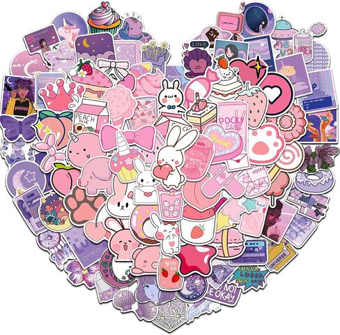 100Pcs Cute Stickers for Kids Pink Kawaii Water Bottle Stickers for Laptop Hydroflask Skateboard Waterproof Aesthetic Stickers for Teens Boys Girls in Kuwait