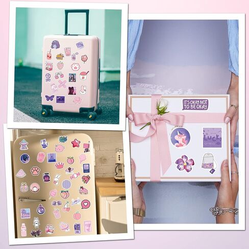 100Pcs Cute Stickers for Kids Pink Kawaii Water Bottle Stickers for Laptop Hydroflask Skateboard Waterproof Aesthetic Stickers for Teens Boys Girls in Kuwait