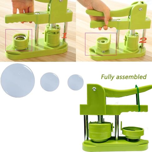 LazyWomen زر صنع الآلة بدون تركيب، مجموعة ماكينة صنع الشارة الدبوسية، 1 بوصة (25 مم) آلة ضغط الشارة مجانًا 100 قطعة من لوازم أجزاء الشارة وقطاعة دائرية، هدايا للأطفال in Kuwait