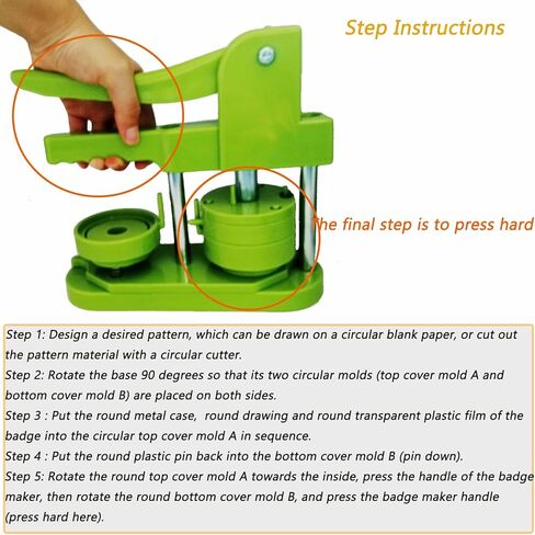 LazyWomen زر صنع الآلة بدون تركيب، مجموعة ماكينة صنع الشارة الدبوسية، 1 بوصة (25 مم) آلة ضغط الشارة مجانًا 100 قطعة من لوازم أجزاء الشارة وقطاعة دائرية، هدايا للأطفال in Kuwait