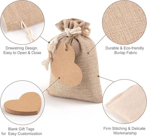 25pcs Burlap Gift Bags. Small Drawstring Gift Bags Jewelry Bags. Reusable Burlap Bags for Birthday, Party, Wedding Favors, Christmas, Art and DIY Craft. (4x6) in Kuwait