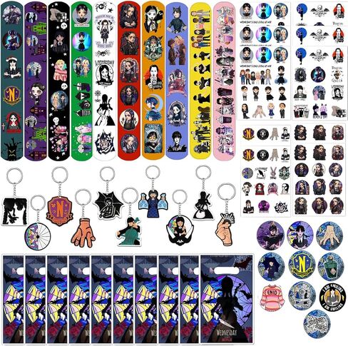 مجموعة هدايا حفلات بطابع الافلام تتضمن 10 قطع من اكياس الهدايا، 10 قطع من سلاسل المفاتيح، 10 قطع من الاساور، 10 قطع من دبابيس الازرار، 10 اوراق تاتو مؤقت للاطفال في الفصول الدراسية in Kuwait