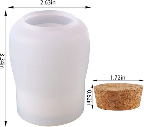 قوالب برطمانات الراتنج من لوكسوين، قالب برطمانات سيليكون مع 3 قطع من الفلين، قوالب الراتنج لبرطمانات التخزين المصنوعة يدويًا من الإيبوكسي، زجاجة تخزين، حاوية مجوهرات، ديكور المنزل in Kuwait