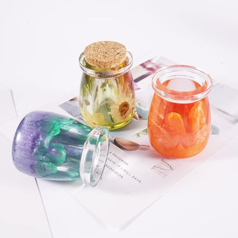 قوالب برطمانات الراتنج من لوكسوين، قالب برطمانات سيليكون مع 3 قطع من الفلين، قوالب الراتنج لبرطمانات التخزين المصنوعة يدويًا من الإيبوكسي، زجاجة تخزين، حاوية مجوهرات، ديكور المنزل in Kuwait